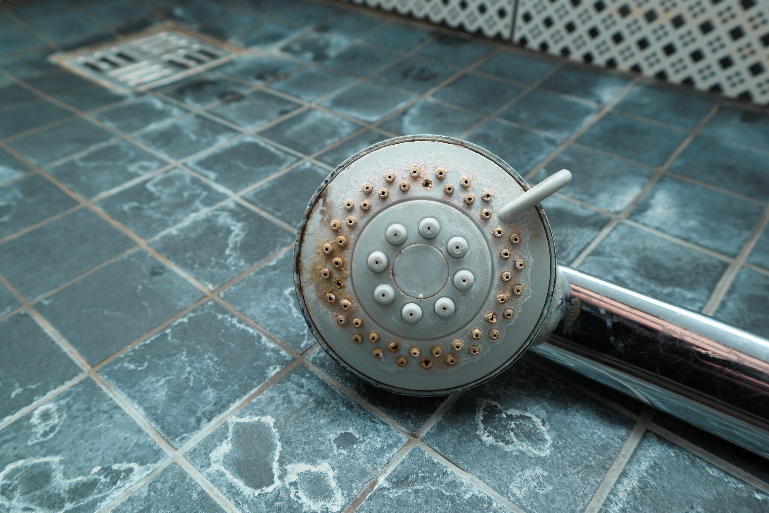 Shower in Spokane covered with limescale